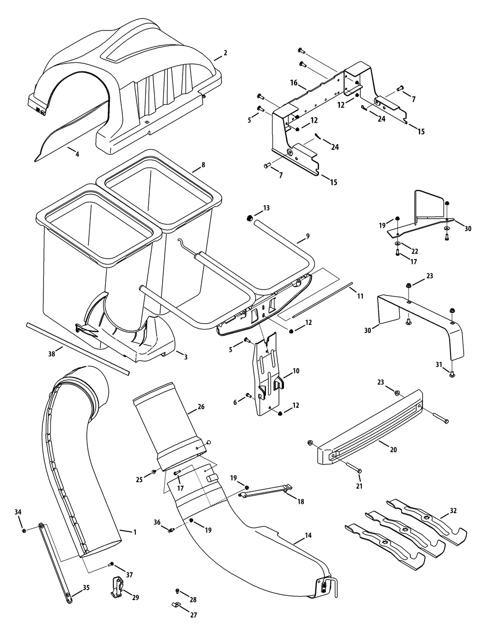 General Assembly Diagram and Parts List for 19A70004 (100)(2012) Cub Cadet Lawn Tractor